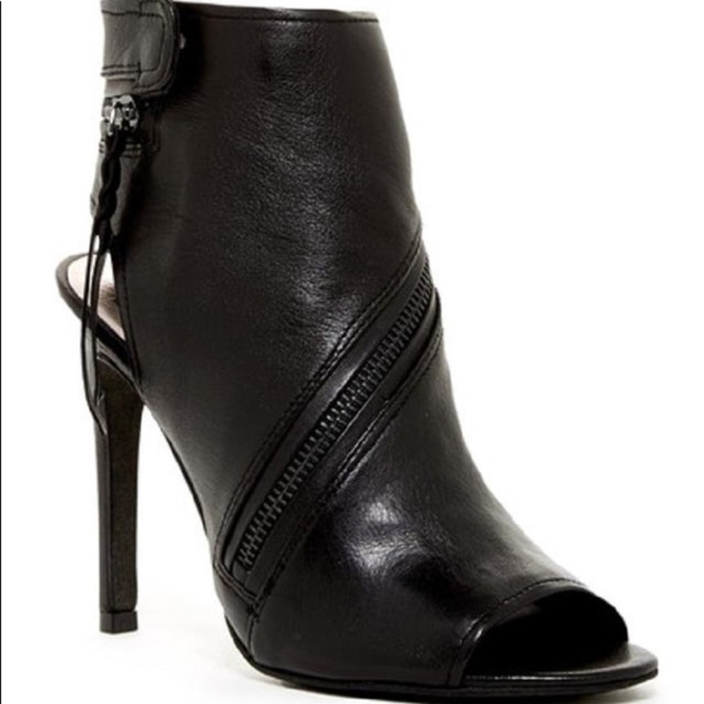 Hal Leather Open Toe Zipper Wrap Around Stiletto